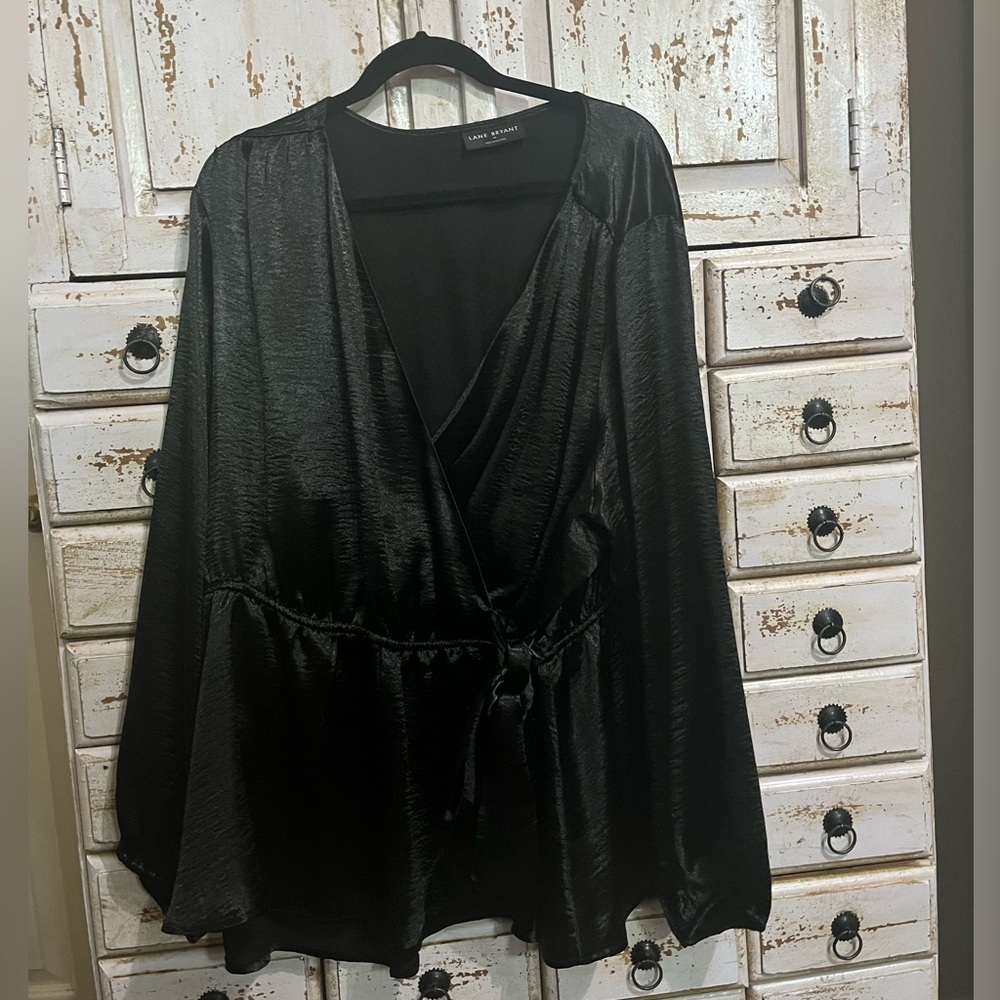 Black Silky Long Sleeve Top By Lane Bryant, Size 26